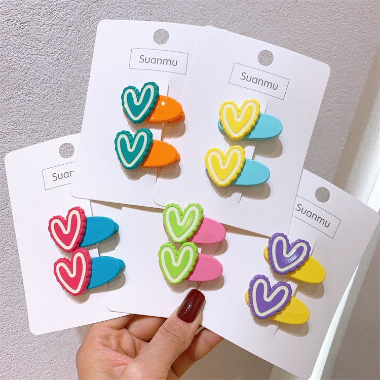 Spring And Summer New Children's Bright Hair Clip Headdress Girl's Heart Love Hair Clip Bangs Hair Side Clip Hair Pin 