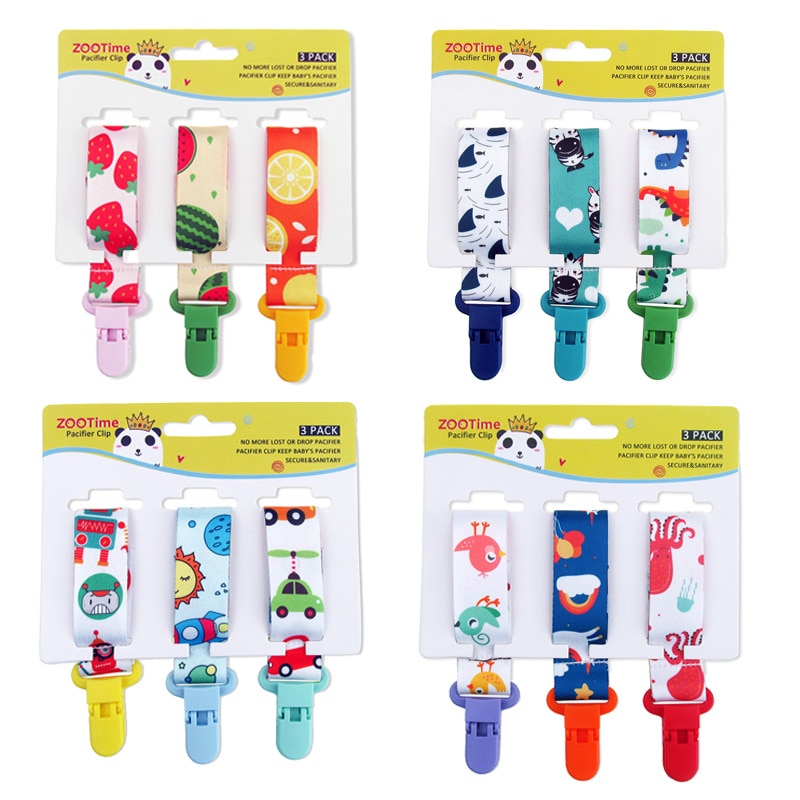 3pcs/set Cartoon Baby Pacifier Clips Chain Pendant Anti-drop Nursing Teether Rope Nipple Dummy Holder for Boys Girls Accessories