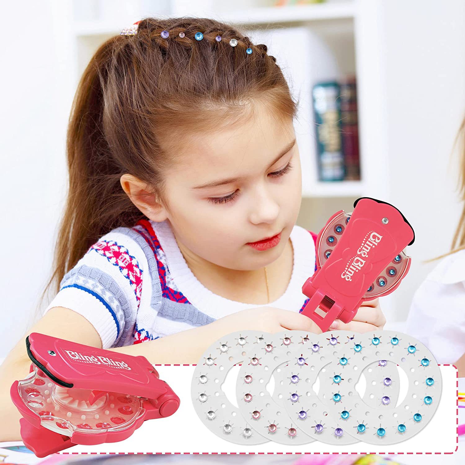New Arrival DIY Shining Diamond Hair Decoration Stapler Machine Toy For Girls Styling Tools Accessories