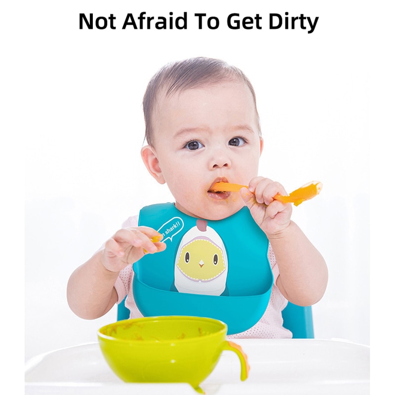 Silicone bibs Baby eating bibs Cute cartoon style feeding cloth bibs Slobbering towels for boys and girls