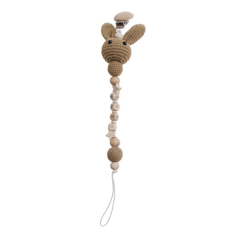 Bunny Crochet Pacifier Chain Leashes Teether Toy Strollers Teething Training Toy