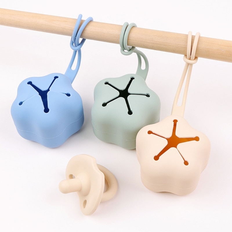 Silicone Dummy Holder & BPA Free Pacifier Holder Dummy Cover Dummy Box for Baby Dummies Nipple- Shield