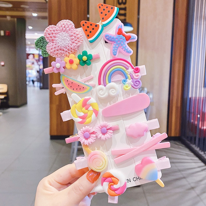 10/14Pcs/Set Cute Bowknot Baby Girl Hair Clips Baby Hair Accessories Korean Flower Children Sides Barrettes Headbands for Girls