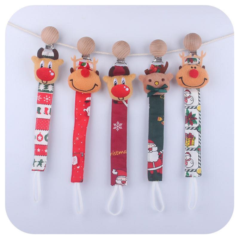 Bite Bag Toy 29cm Christmas Themed Pacifier Clip Elk Ribbon Lovely Pacifier Chain Pacifier Clips Chains Pacifier Rope