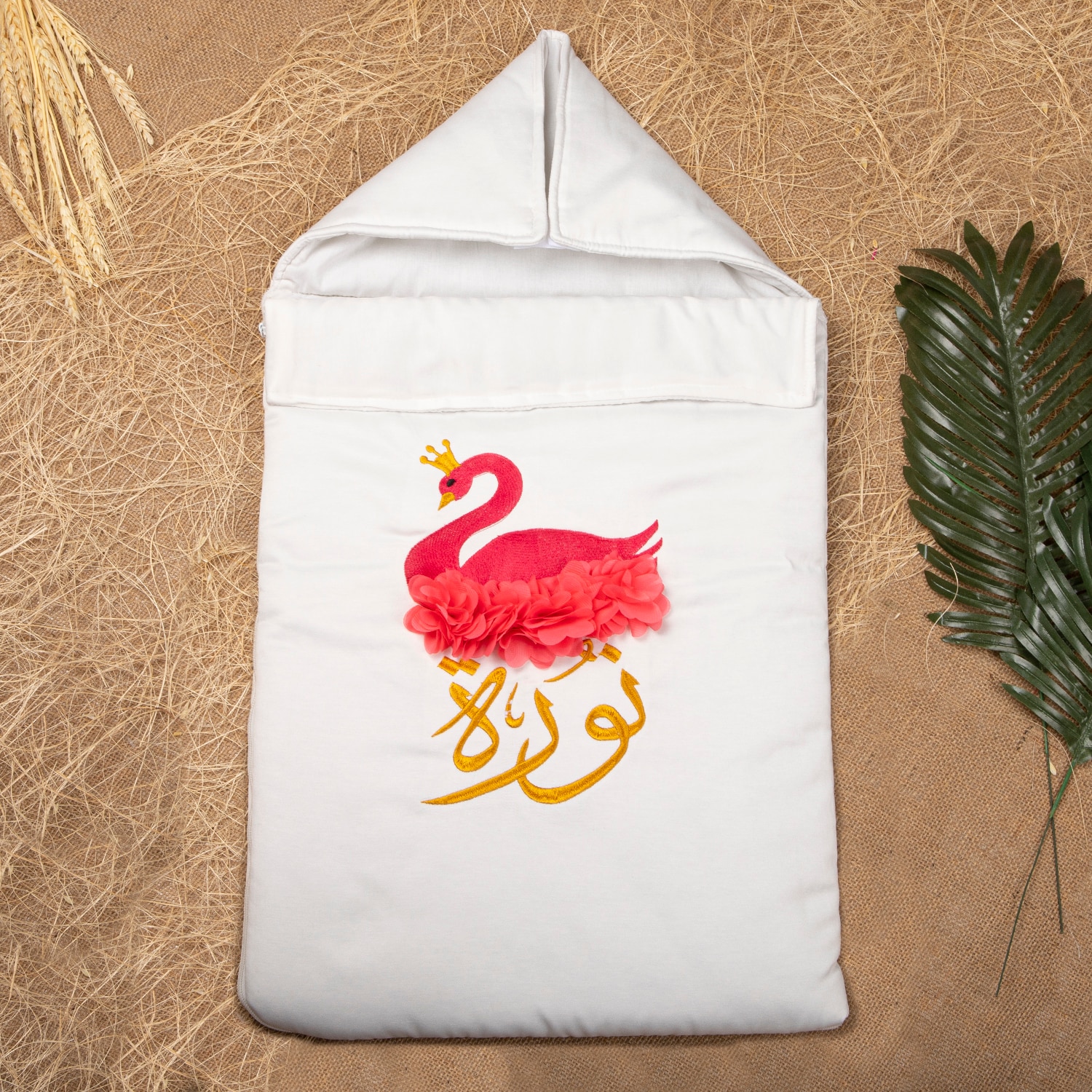 Name Personalised Swan Set Newborn Baby Blanket Swaddling Bedding Swaddle Toddler Wrap Bed Stroller My First Ramadan Eid Gift