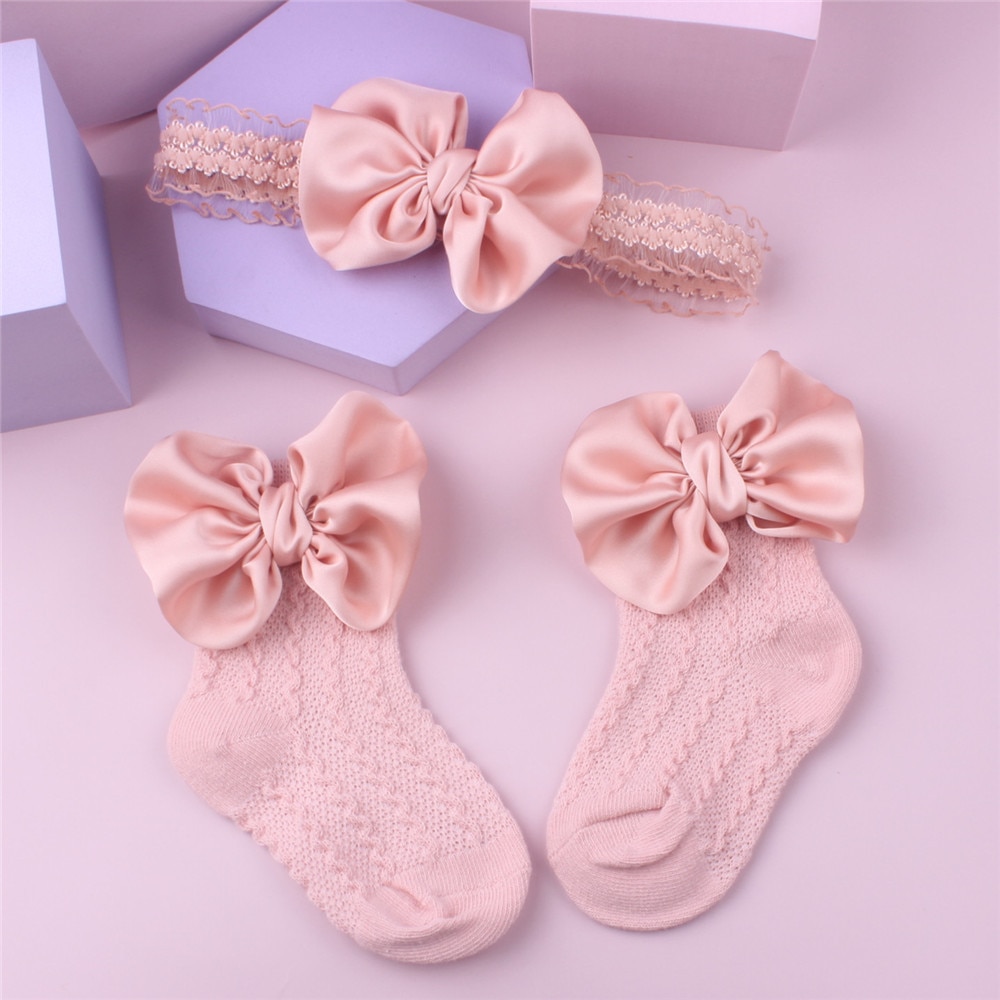 Fashion New Cute Flower Bows Children's Socks Hair Band Sets Baby Headband Kawaii Hair Accessories Gifts for Girls Wholesal