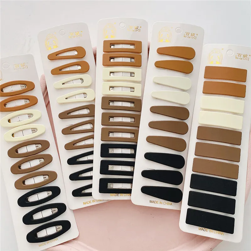 10pcs Korean Sweet Girls Hairpins Heart BB Clip Cute Versatile Kids Snap Hair Clips