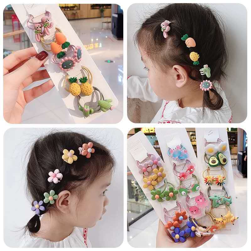 5PCS New Children Cute Colors Hair Ties Soft Elastic Hair Bands Baby Girls Lovely Scrunchies Rubber Bands Kids Hair Accessories