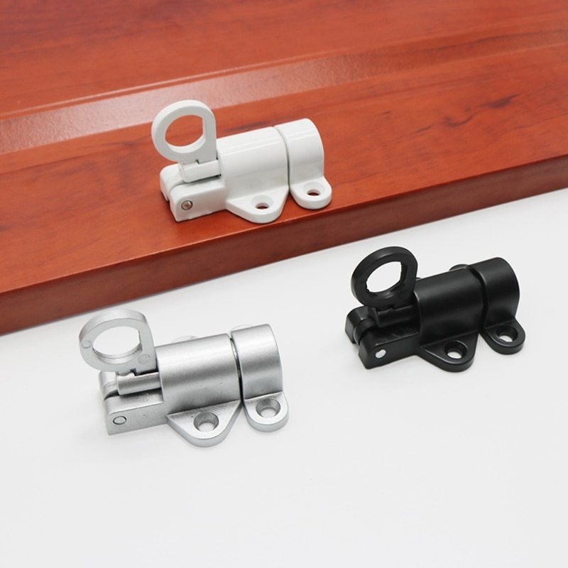 Automatic Latch Lock Black Grey Window Aluminum Alloy White/Gray Window Gate Security Pull Ring Spring Bounce Door Bolt