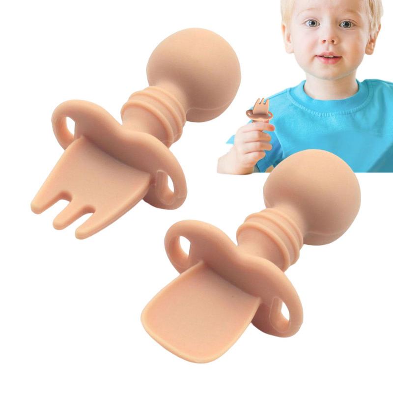 Baby Feeding Silicone Mini Spoon Fork Set Baby Utensils Newborn Training Manipulative Ability Children's Tableware Baby Stu