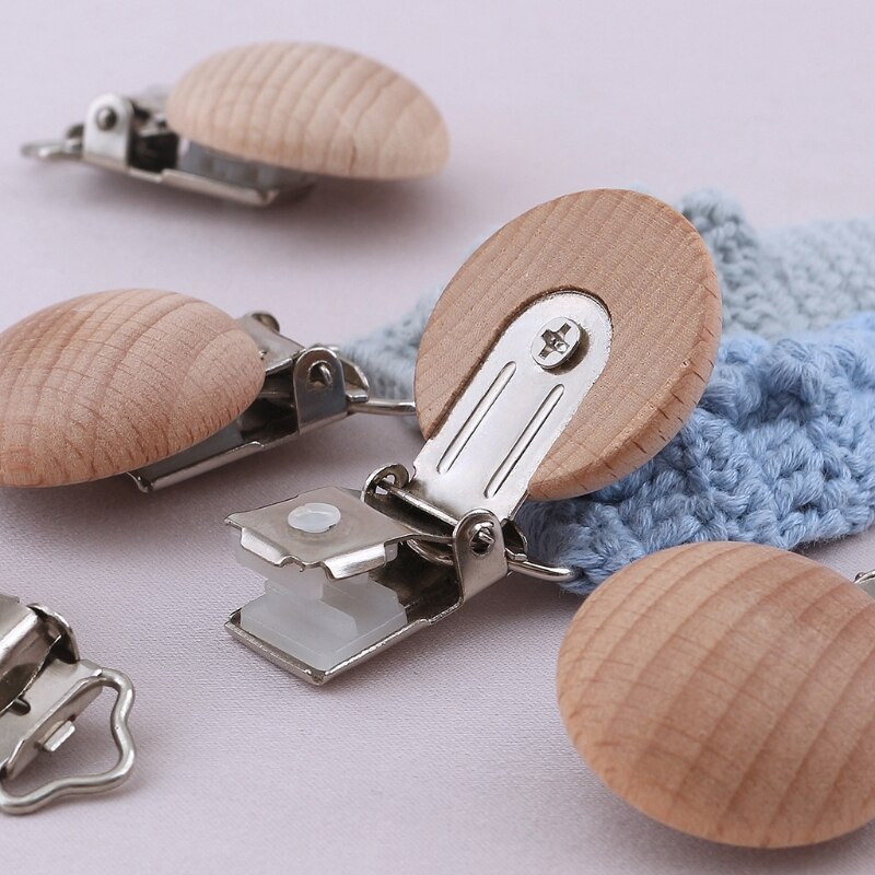 Beech Wooden Bead Pacifier Clip Soother Holder Baby Bibs Clip Toddler Toy