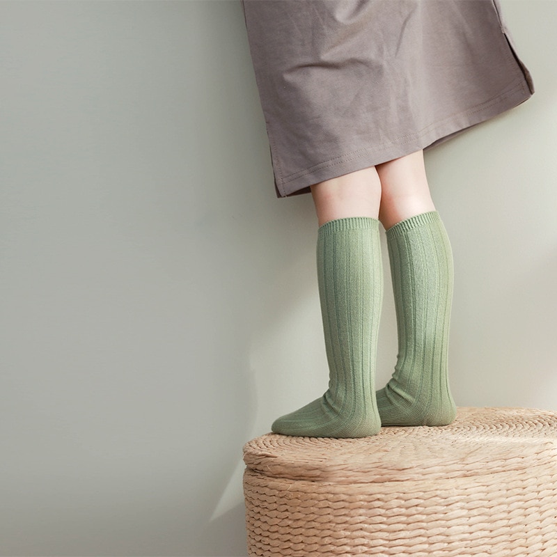 Boy Girl Kids Knee High Socks Solid Color Ribbed Baby Long Sock Soft Cotton Children Leg Warmers Newborn Toddler Spring Sock
