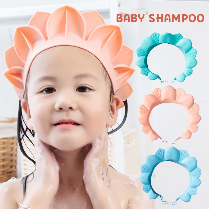 Baby Shampoo Artifact Adjustable Baby Shampoo Hat Multi-purpose Children Shampoo Cap Silicone Sunflower Shape Anti-backflow