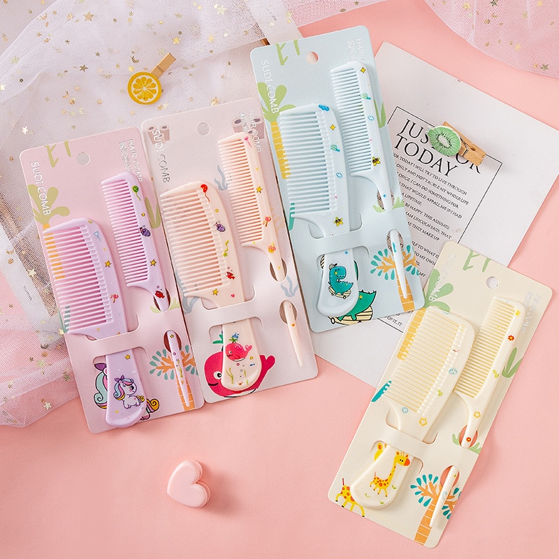 2pcs/set Cute Kids Hairdressing Comb Anti-static Pointed Tail Comb for Girls Strawberry Fruit Hair Cmb Kids Hair Comb