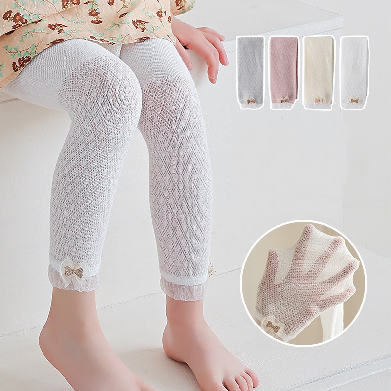 Kids Trousers Baby Girls Lace Leggings Cotton Soild Color Ultra-thin Hollow Tight Pant Summer Children's Clothing