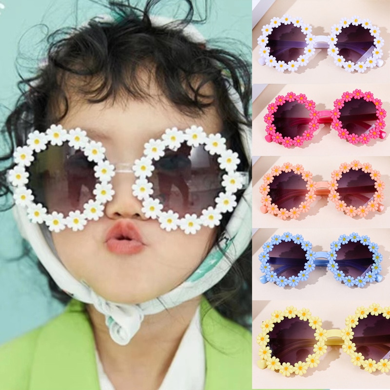 Fashion Kids Round Flower Sunglasses Cute Children Daisy Sunglasses Girls Boys Sport Shades Outdoor Sun Protection Eyewear
