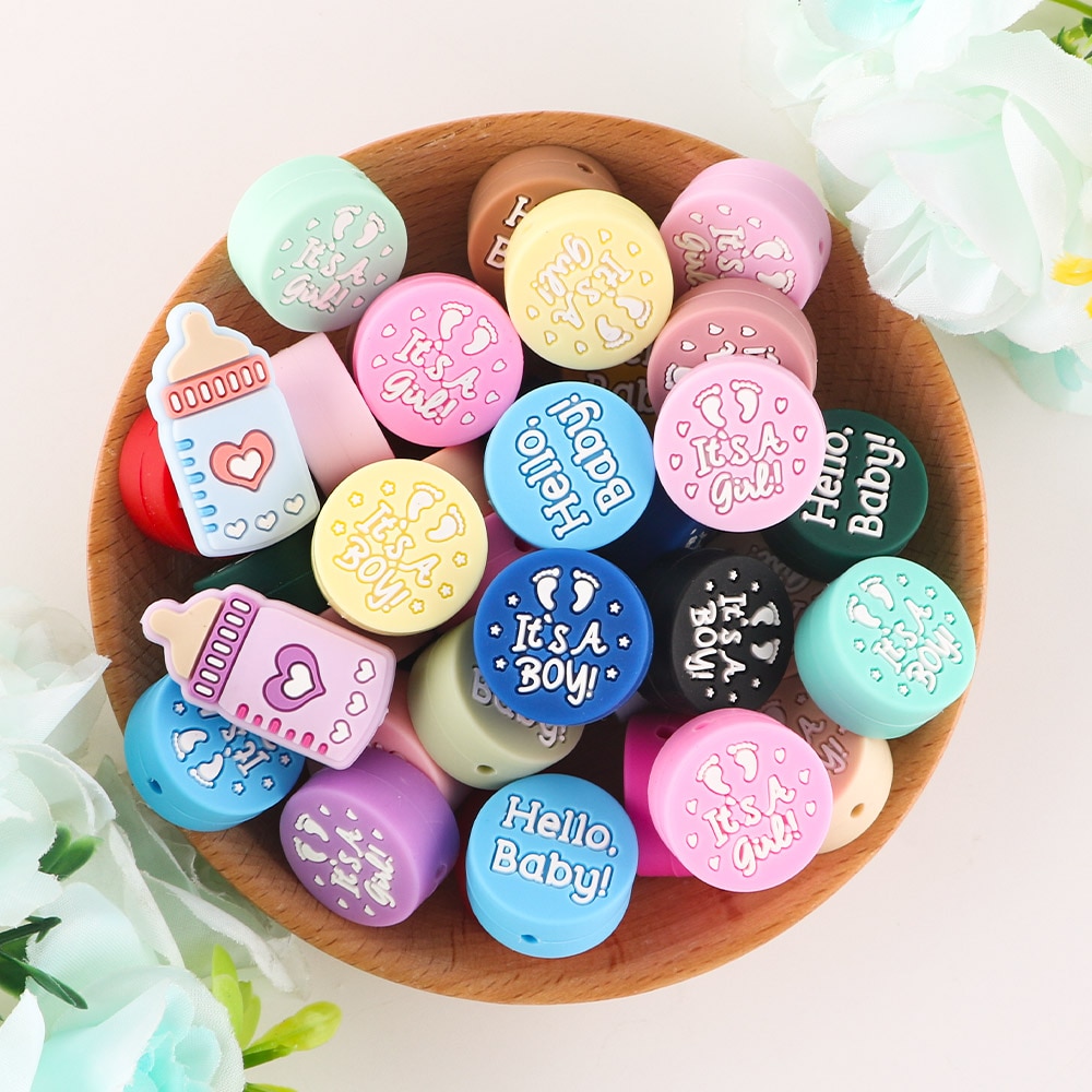 Kovict 10pcs New Silicone Beads Baby Girls Boys Letter Round Beads DIY Pacifier Chain Jewelry Accessories Baby Products