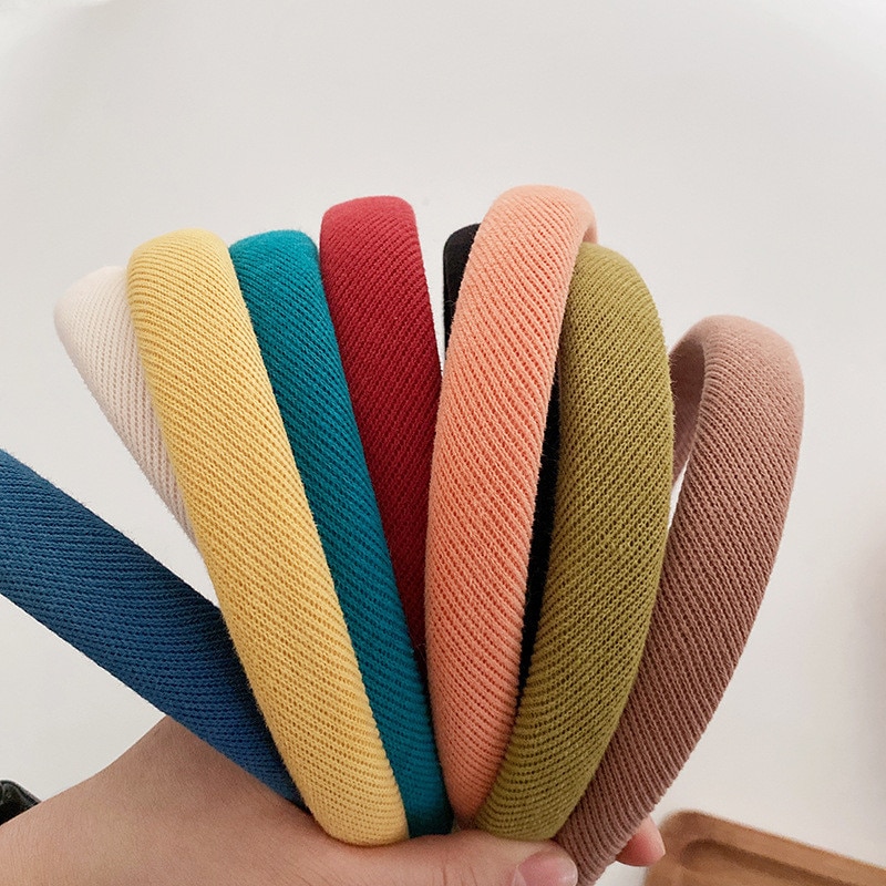 Baby Plain Headbands Satin Craft DIY Colorful Satin Coverd Head Bands for Girls