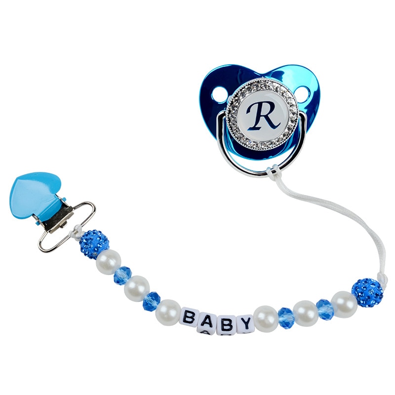 Newborn Pacifier Chain Clip Vintage European Style Princess Crystal Nipple Toy Pacifier Clips for Toddler Baby Girl Accessories