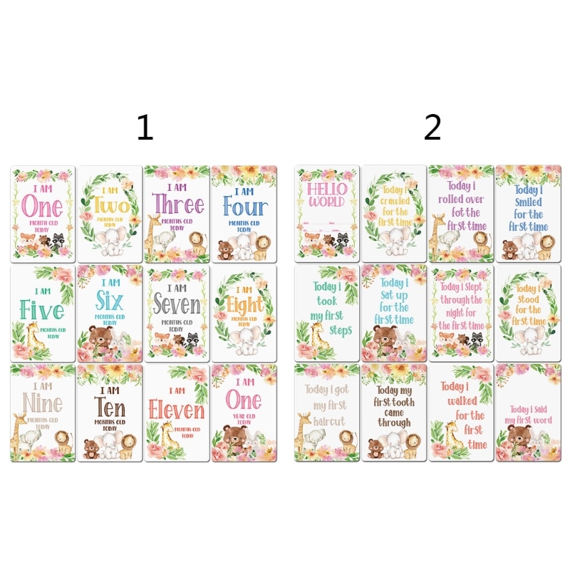 12 Sheet First Year Baby Moment Cards for Baby Shower Gifts Capture and Personalise Cherished Moments Newborn Photo