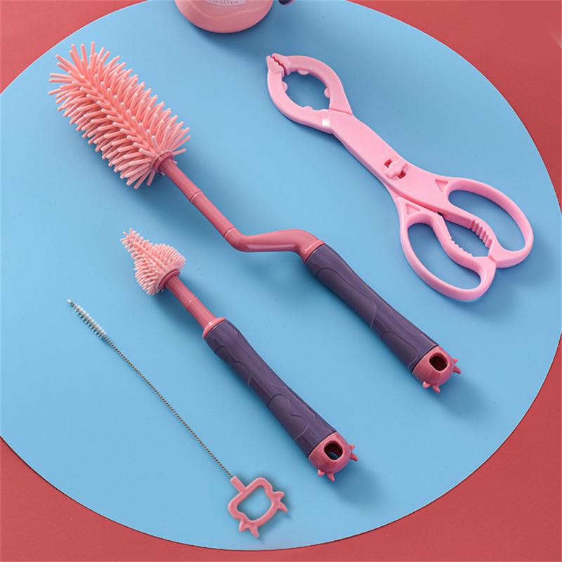 Rotary Bottle Brush Bottle Brush Hand-operated Silicone Nipple Brush No Dead Angle Bottle Cleaning Brush Suction Tube Brushes