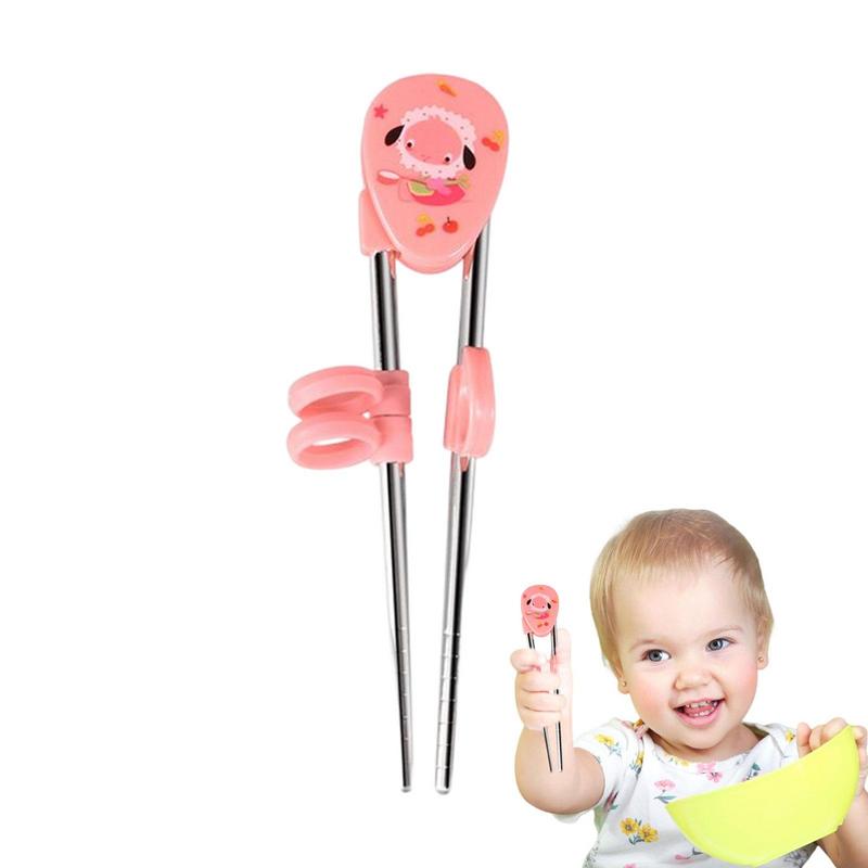 Chopsticks For Kids Learning Chopstick Helper Cartoon Stainless Steel Reusable Kids Chopsticks For Learning And Training