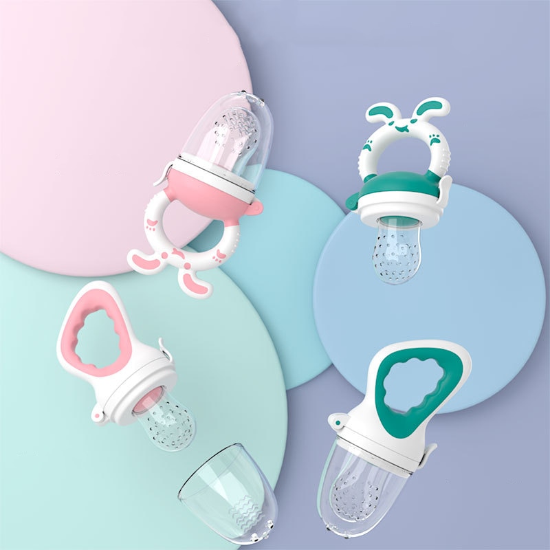 Newborn Silicone Teether Baby Fresh Food Feeder Trainning To Eat Fruit Grinding Stick Baby 3-12 Months Food Bag Feeding Bottles