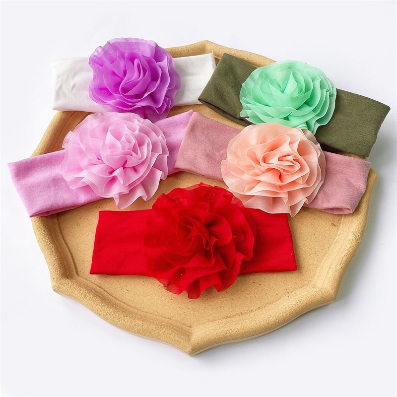 2023 New Lovely Flower Baby Band Hat Soft Newborn Infant Cap Cute Color Baby Girl Boy Hat Turban Beanies Head Wraps Baby Girl