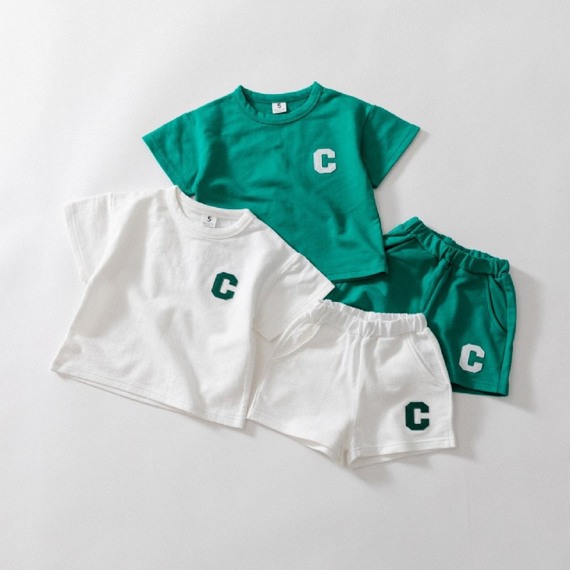 Jenny&Dave2023 summer Nordic version sports and leisure suit for boys and girls Letter suit for infants and young children F