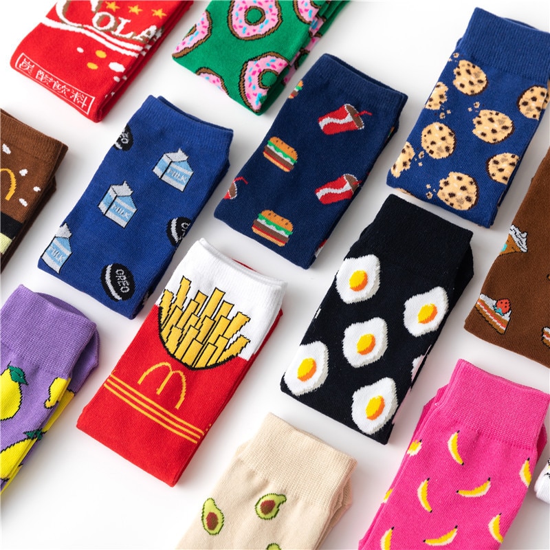 Disney's new socks Avocado fries egg fun mix color medium tube tide socks children's and men's socks