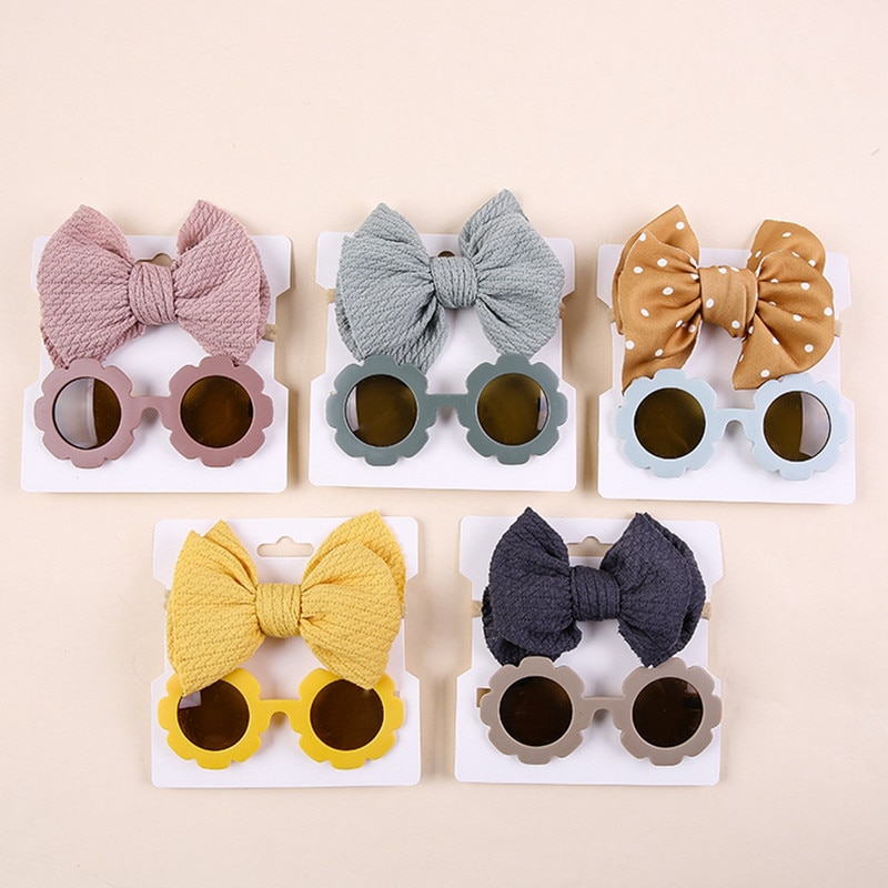 Kids Girls Sunglasses and Headband Lightweight Sun Protection Glasses for Toddler Outdoor Beach Holiday