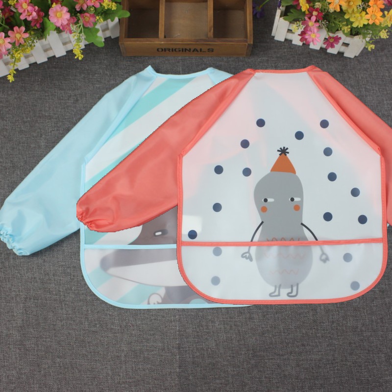 Cute Baby Bibs Toddler Waterproof Long Sleeve Washable Bibs Girl Supplies Feeding EVA Boy Smocks For 0-3 Years Children