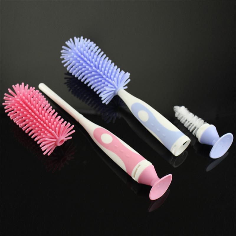 Many Uses 360 Degree Clean Nipple Brush No Dead Ends Milk Bottle Brush Silicone Milk Bottle Cleaning Tool Hanging Storage