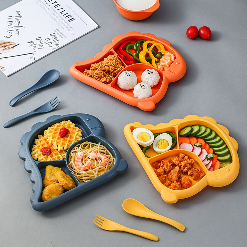 Baby Silicone Dining Plate Kids Feeding Plate Sucker Bowl Solid Cute Smile Face Children Dishes Toddler Training Tableware kids