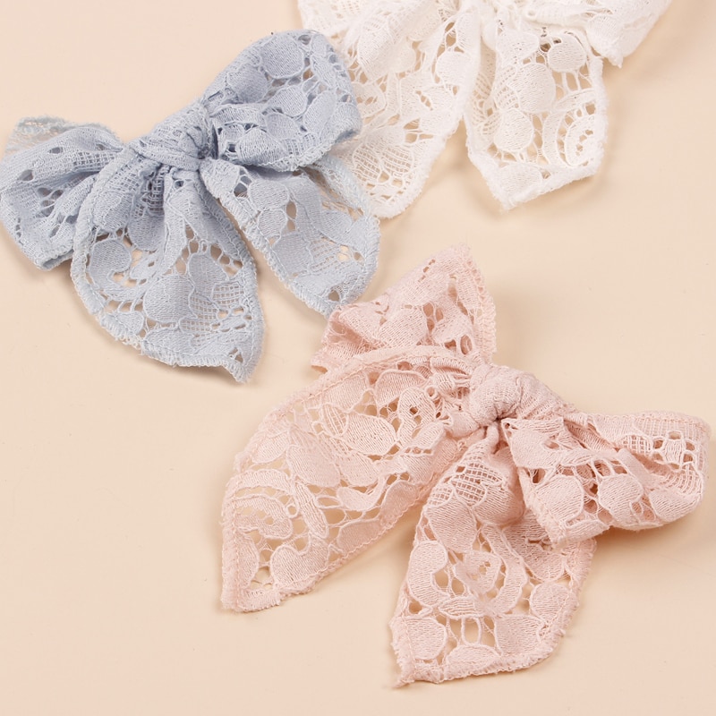 Tops Bows Hair Clips Baby Girl Lace Hairpin Kids Summer Hooks Duckbill Clip Flower Barrette Ins Side Pin Toddler Accessory 2Pcs