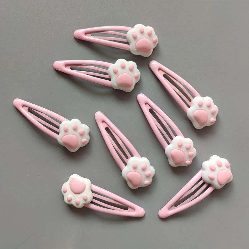 2pcs Children Cartoon Cat Claw Bb Clip Pink Paw Shape Hair Clip Baby Hair Card Hot Cute Kids Hair Accessories