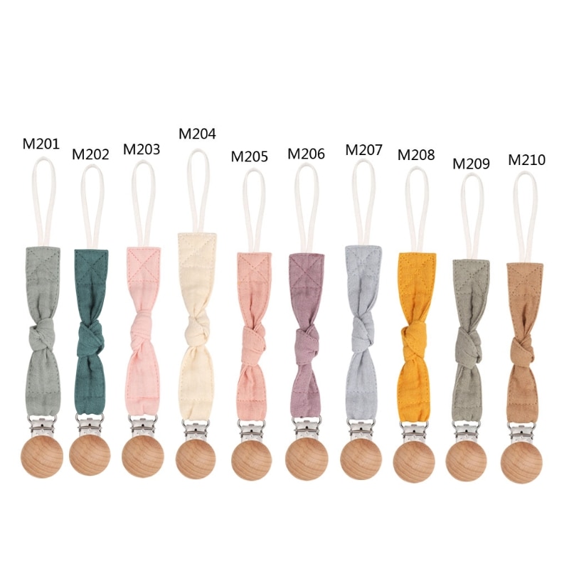 Cotton Linen Baby Pacifier Clip Chain Beech Pacifier Clip Solid Color Soother Holder Infant Teething Chain