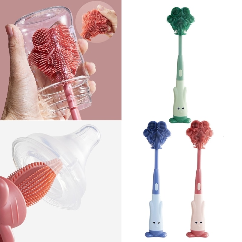 Soft Baby Bottle Brush Teat Brush Non-Scratch Brush for Cleaning Bottle Teats