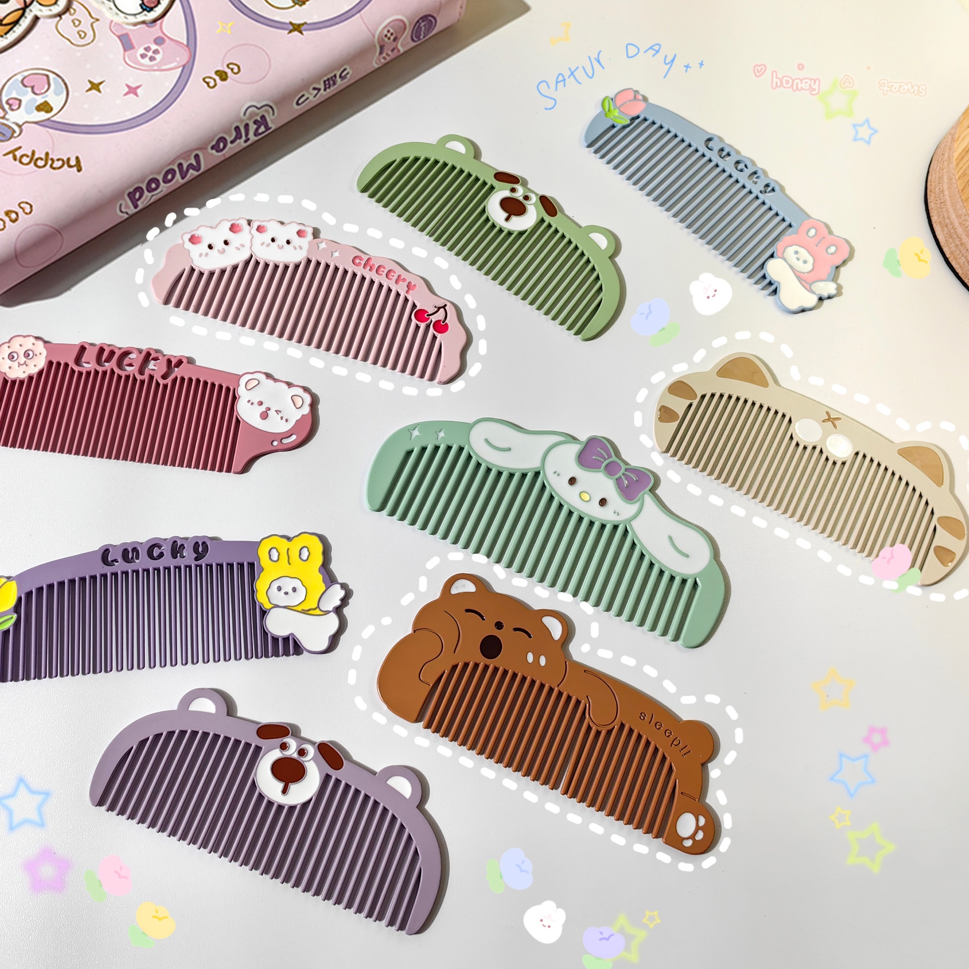 Metal Alloy Portable Makeup Hairbrush Care Tools Cute Kawaii Cartoon 3D Animal Styling Hair Brush Comb for Women Baby Things
