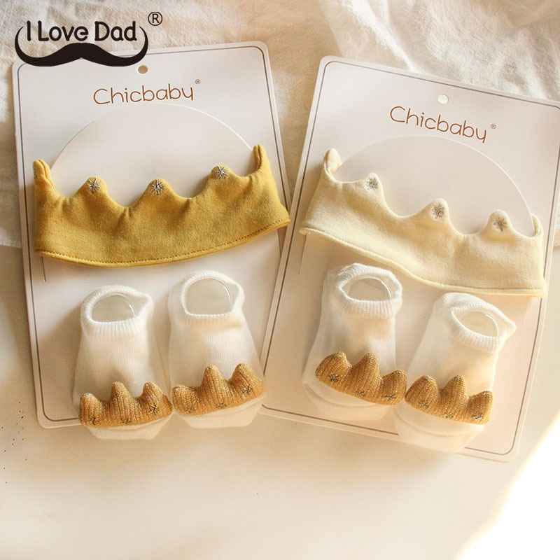 2Pcs/Set Cute Crown Baby Headband Socks Soft Newborn Girl Boy Hairband Princess Girls Headwear Baby Hair Accessories Gift