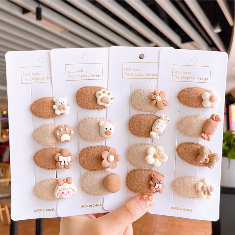 4/5Pcs Cute Cartoon Animal Hair Pin Bang Side Clip Korean Princess Kids Girls Bow Hairpin Headband for Children Baby Accessories