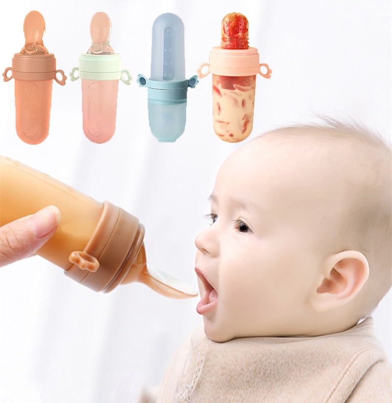Baby Food Feeder Eat Fruit Complementary Food Baby Bite Bag Feeding Rice Cereal Spoon Silicone Pacifier Tool Baby Supplies