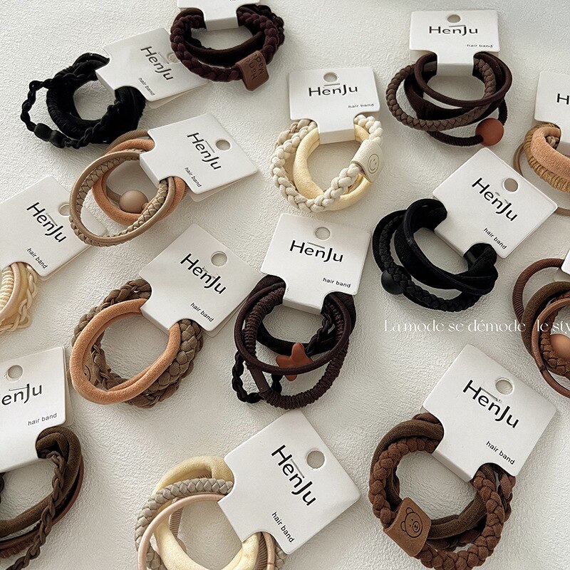 4pcs/set Simple Elastic Rubber Hair Ring Rope Mixed Color Elastic Hair Bands Tie Headband for Girls Headwear Women Accessories