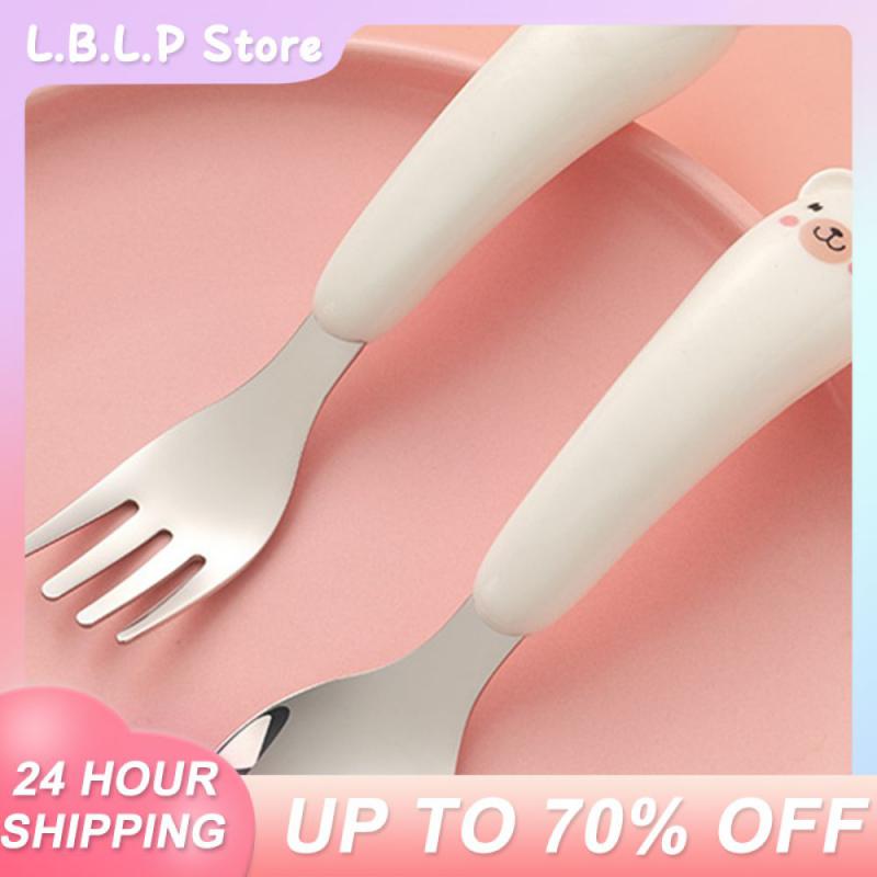 Complementary Food Spoon Training Self-feeding Spoon Fork Sets Cartoon Portable Baby Feeding Tableware Fork Spoon