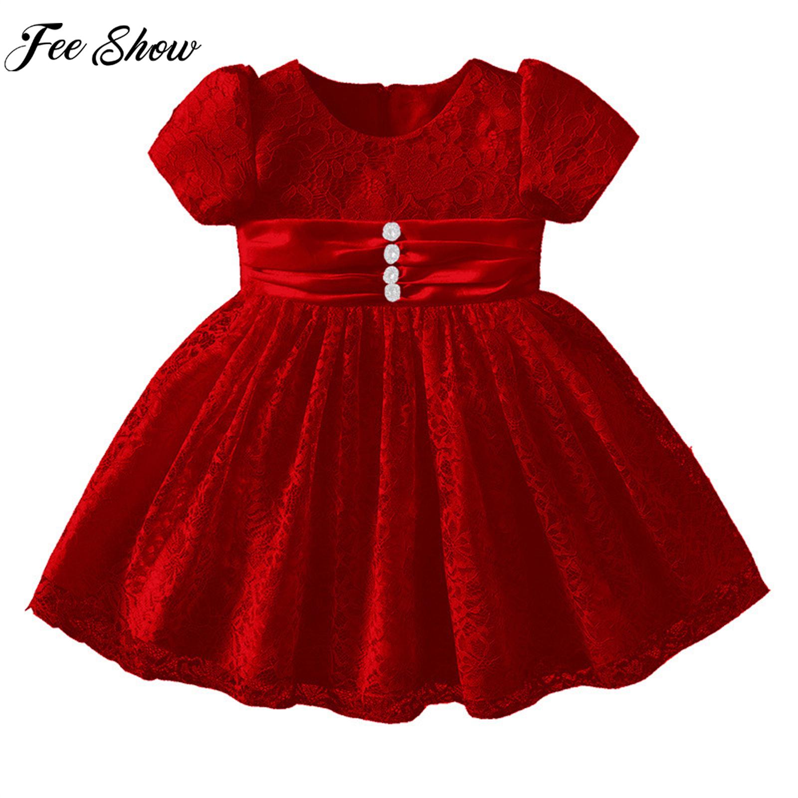 Child Princess Party Dresses Wedding Flower Girl Dress Short Sleeve Ruched Floral Lace A-Line Christening Birthday Evening Tutu