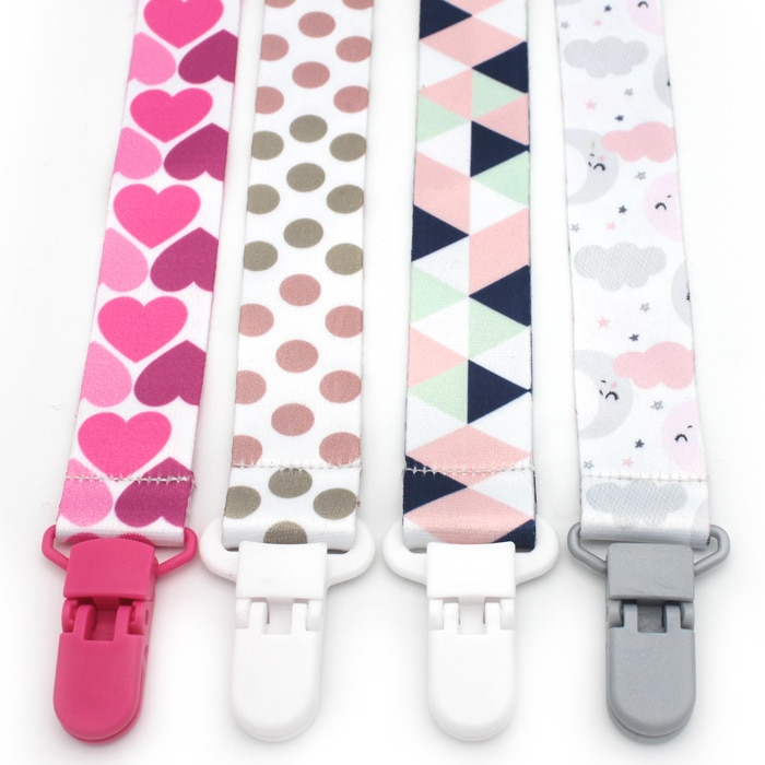 Cute Cartoon Button Baby Pacifier Clip Chain Ribbon Soother Anti-drop Nipple Dummy Holder Fasteners for Feeding Accessories