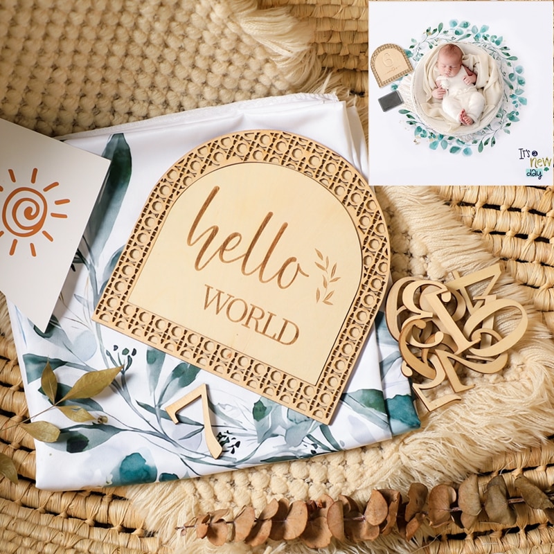Newborn Baby DIY Hand&Footprint Photo Record Wooden Milestone Leaf Blanket Set Toddlers Souvenir Accessories Clean Shower Gi