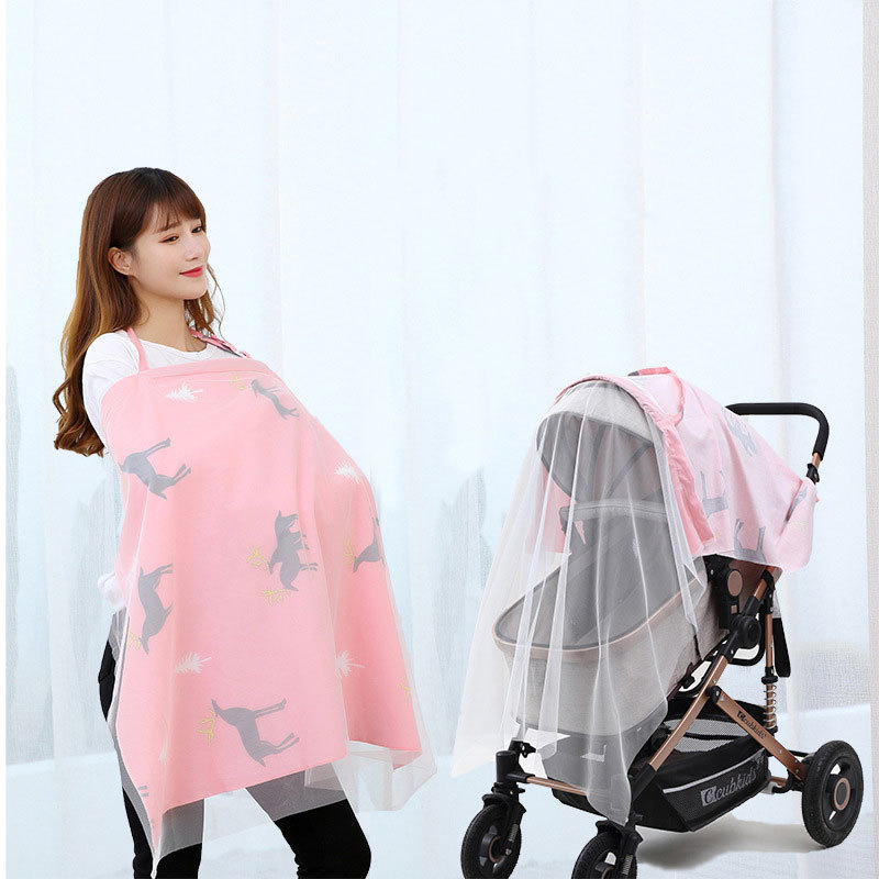 Cartoon Cotton Mother Breastfeeding Cover Baby Feeding Nursing Covers Nursing Cloth with Mosquito Net Baby Stroller Accessories