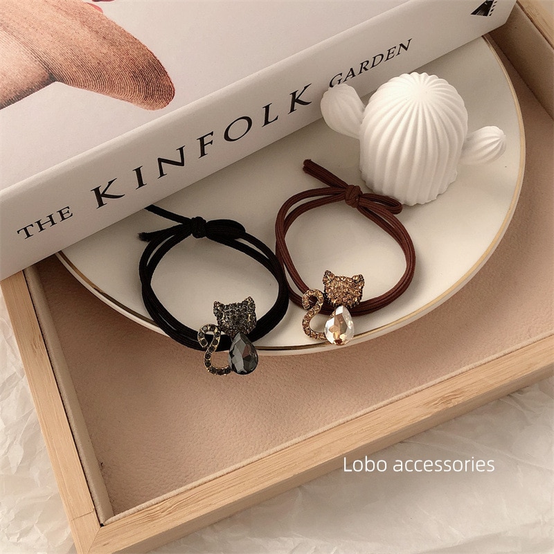 Cat Hair Ring Headband Temperament Solid Color Headdress Hair Rope Cute High Elastic Elastic Hair Girl Hair Accessories