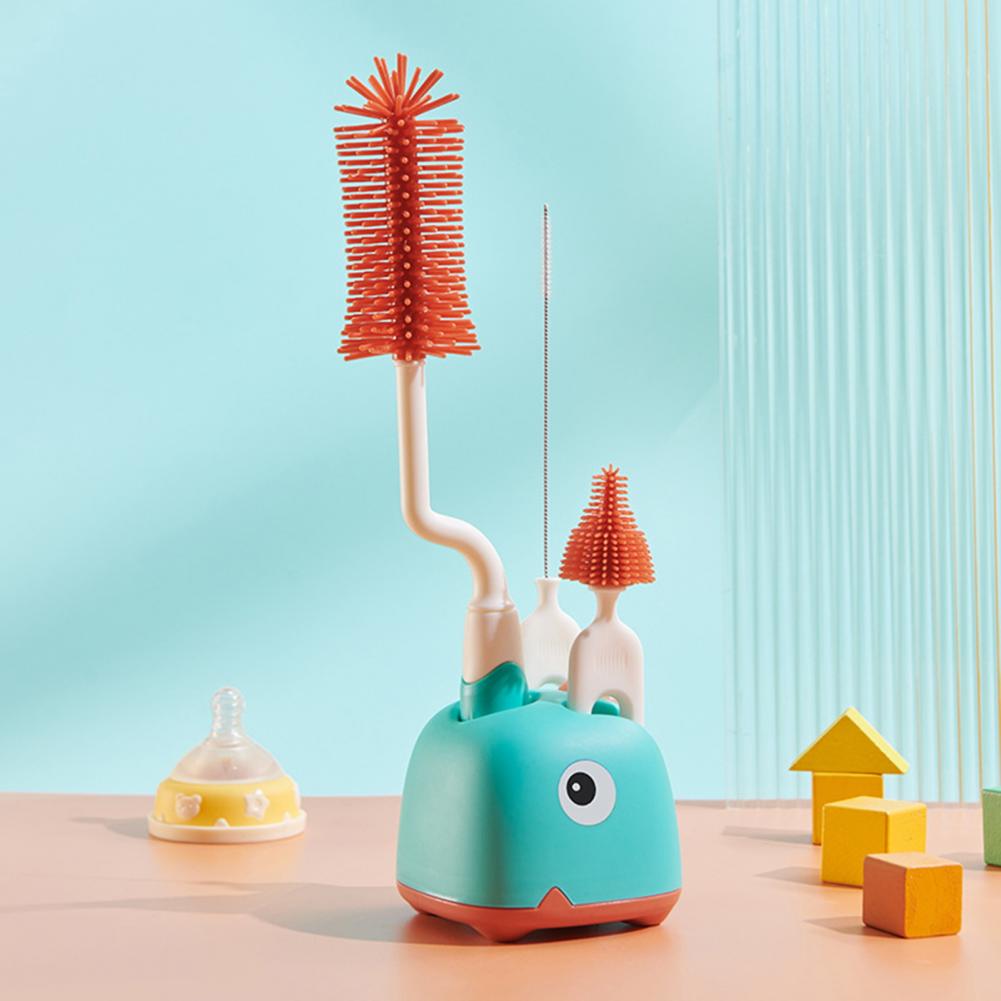 1 Set Modern Baby Bottle Brushes Portable Bottle Brushes Tail Water Outlet Cute Style Pacifier Brushes Clean Straw